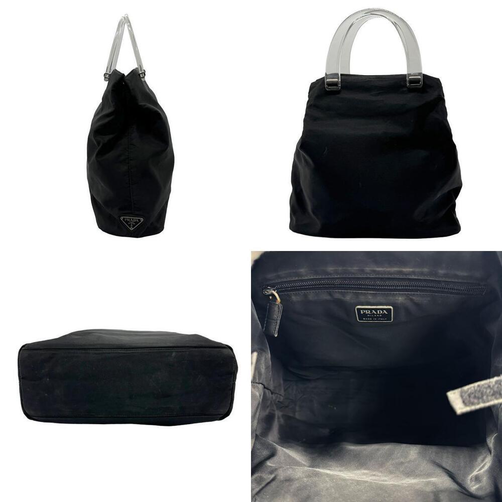 Prada Tessuto Clear Top Black Handle handles Bag Black